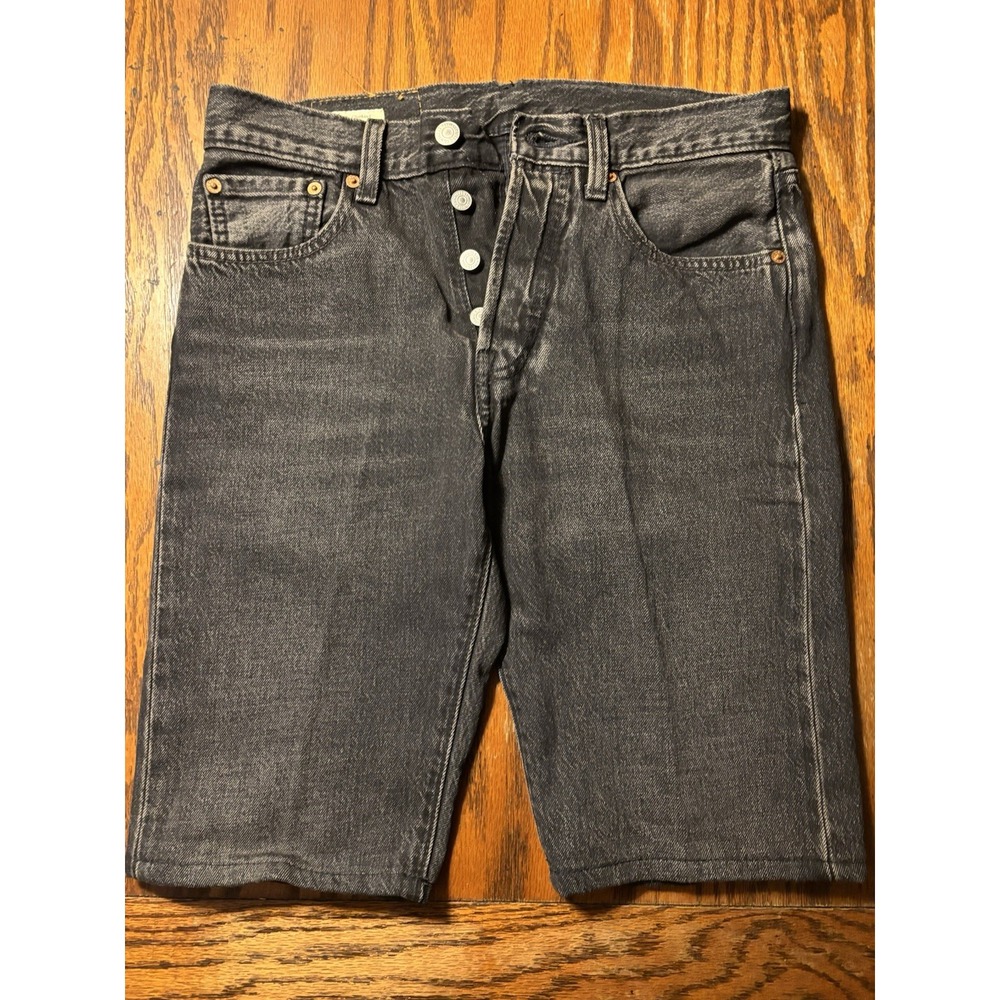 Levis Premium 501 Men Shorts W28 Black Denim Original Fit Button Fly Jean Shorts